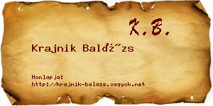 Krajnik Balázs névjegykártya